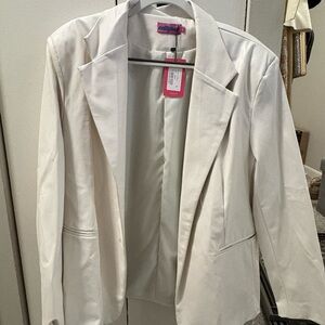 Edikted Women's White Leather Blazer